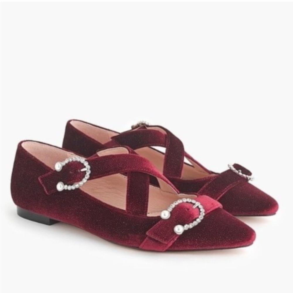 J. Crew Pointed Toe‎ Elegant Burgundy Velvet Women's Shoes